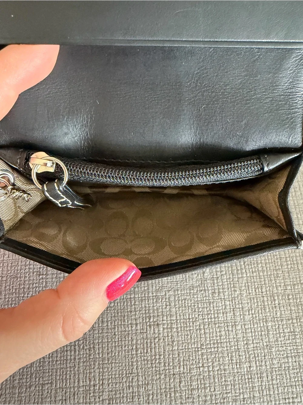 Coach Vintage Black Legacy Leather with White Contrast Stitching Wallet